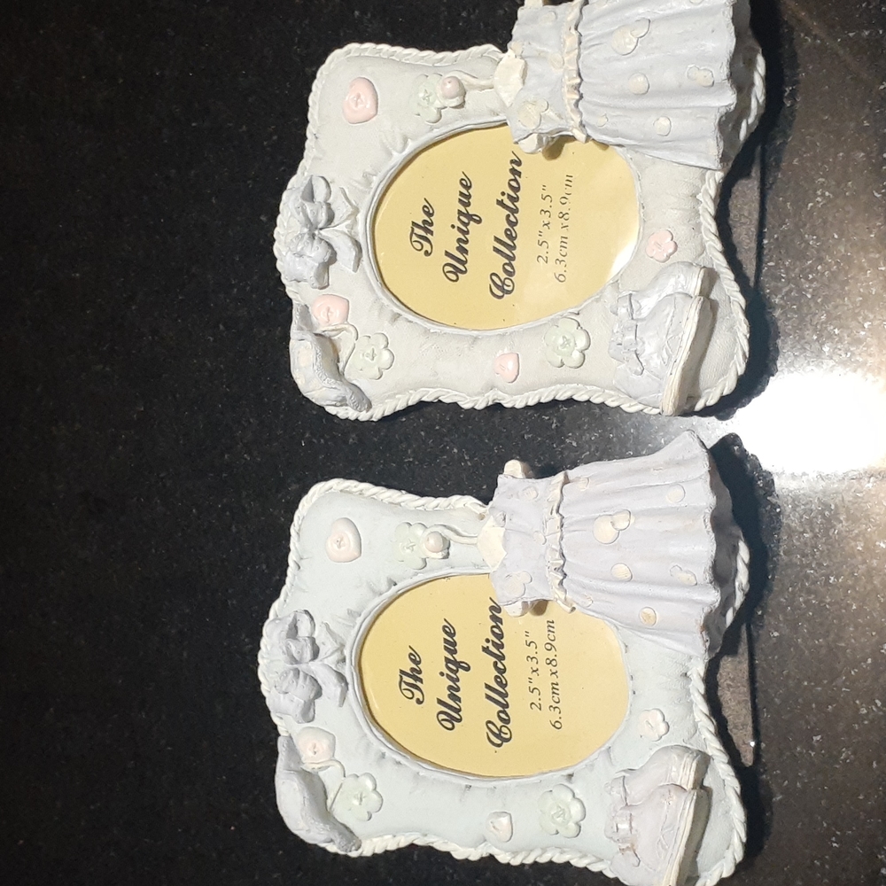 🎀 2 Whimsical Picture Frames by The Unique Collection Pale Grey/Lavender